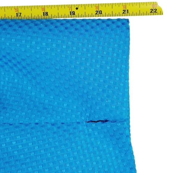 Kasper Blazer Size 20 Blue Open Front Zip Pockets Textured Slit Cuffs Mock Neck - Picture 10 of 11